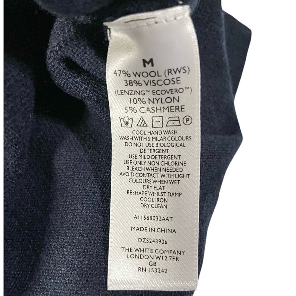 The White Company Tie Waist Lounge Sweater with Cashmere Wool Navy Blue NWT - Picture 13 of 15